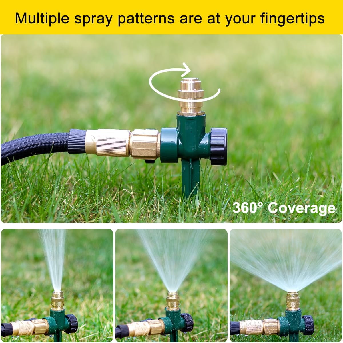 FANHAO 2 Pack Metal Lawn Sprinkler for Yard, 360 Degree Coverage,Garden Irrigation for Lawn