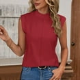 thumbnail image 5 of Women's Mock Turtle Neck Sleeveless Tops Summer Trendy Basic Cap Sleeve Tunic Tank Tops, 5 of 9
