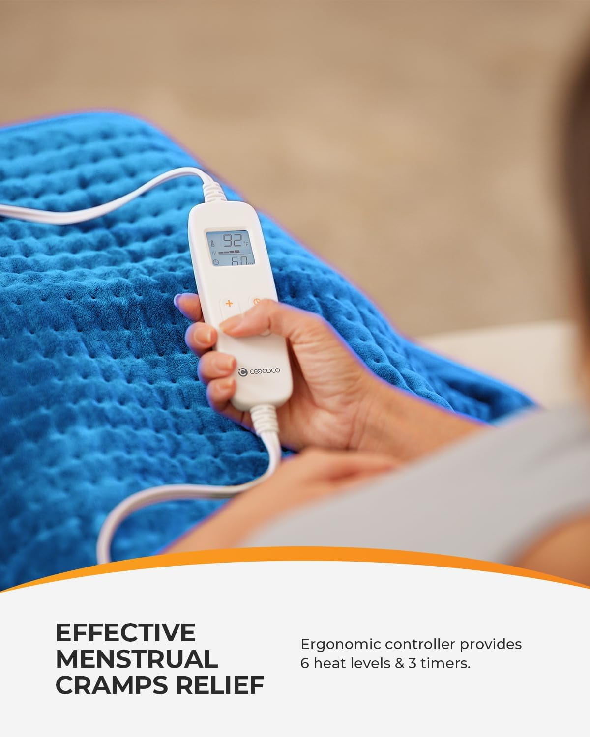 Coococo 33"x17" Large Electric Heating Pad for Back Neck Shoulders Muscle Pain, Cramps Relief with Auto Shut off, 3 Timer, 6 Temp Controller, Gifts