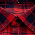 thumbnail image 3 of Mens Plaid Shirt Slim Fit Long Sleeve Shirt Button Turn Down Collar Casual Youth Style Shirt Red M, 3 of 6