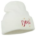 thumbnail image 5 of Noel with Stars Embroidered Long Beanie - White OSFM, 5 of 5
