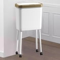thumbnail image 3 of 15 Liter Rolling Trash Can with Wheels, Large Capacity Waste Bin for Kitchen, Living Room, Home Office, White and Gold Finish, 3 of 6