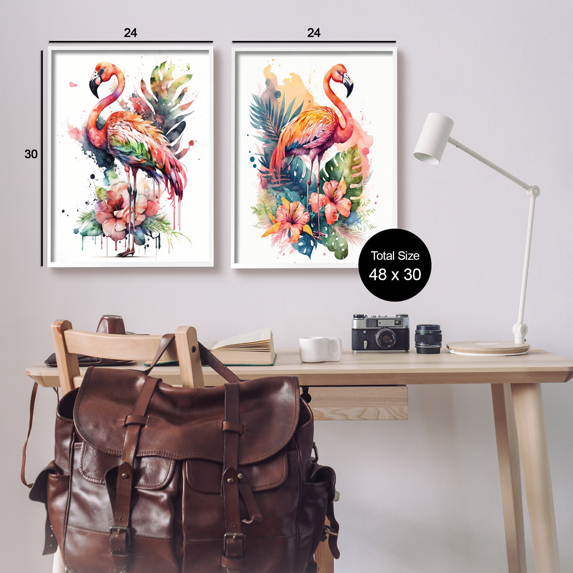 Stupell Industries Modern Tropical Flamingos Animals & Insects Painting White Framed Art Print Wall Art, 24 x 30