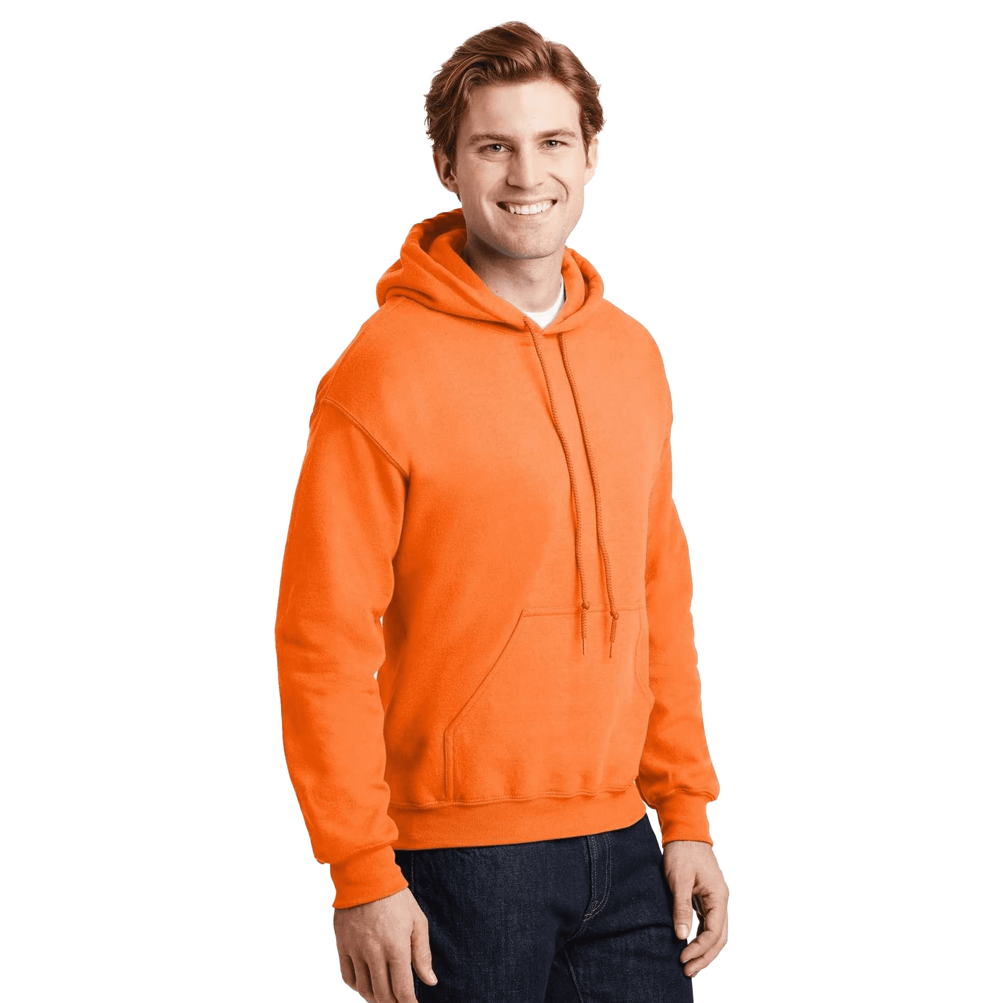 Gildan High Visibility Safety Hoodie with Pockets, Size-2XL, 8 oz | Men's Hi Vis 50/50 Cotton/Poly Work Reflective Orange Pullover Hooded Sweatshirt