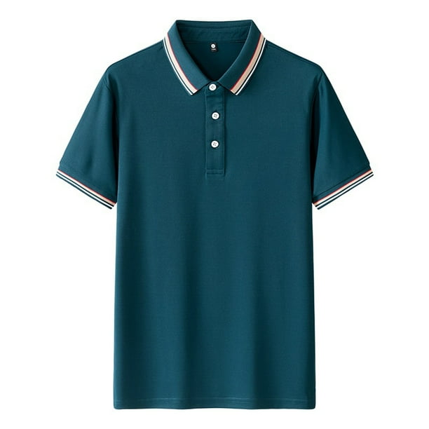 pstuiky Camisas de vestir de manga corta para hombre, Camisa informal de manga corta con cuello vuelto, cómoda y lisa, para hombre camisas casuales para hombre l