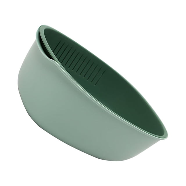 Cesta de drenaje doble multifuncional Ounissouiy PP para lavar y colar verde matcha cuadrado