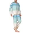 thumbnail image 2 of Yiaed Starfish in Beach Print Men’s Pajamas Set - Long Sleeve Button Down Sleep Shirt and Pajama Bottoms Sleepwear Set Mens Pjs Sets Men's Pajama Bottoms-Large, 2 of 7