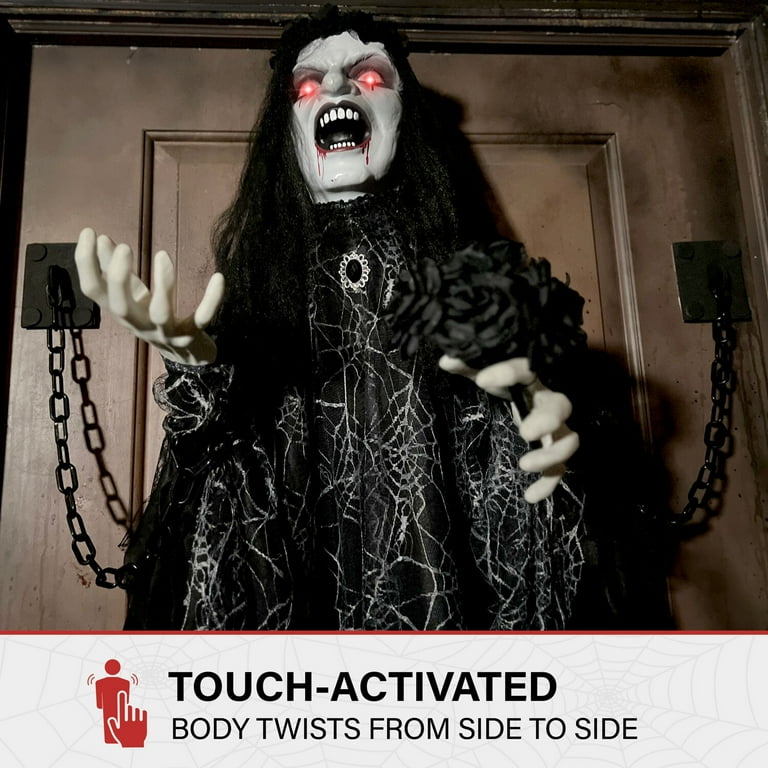 Haunted Hill Farm 4.25 ft Animatronic Demon Widow Door Greeter