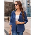 thumbnail image 4 of Camisa Vaquera para Mujer, Chaqueta, Camisa Vaquera Informal de Larga, Conjuntos de Otoño Azul Oscuro L, 4 of 9