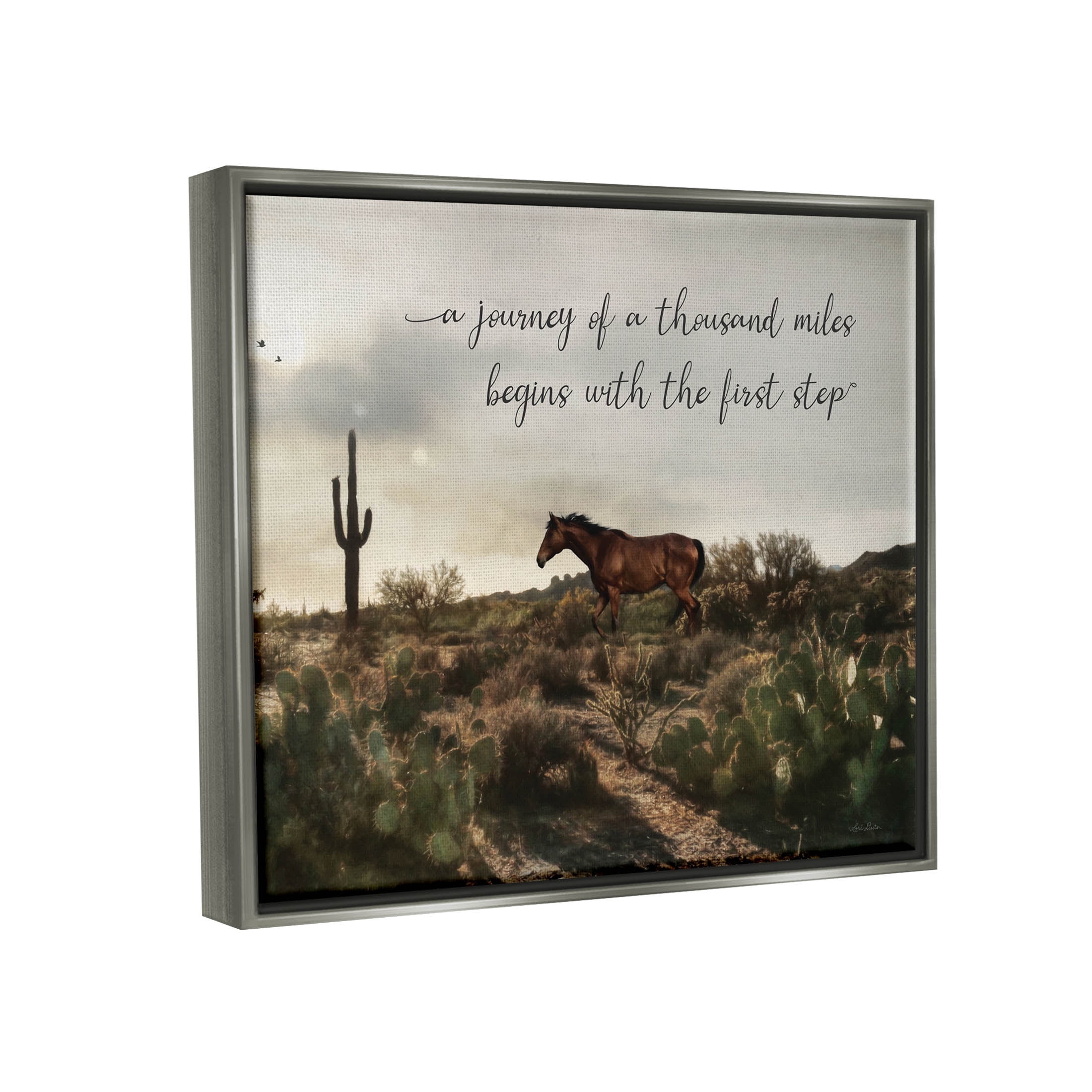 Journey Begins With First Step Scenery Animals & Insects Graphic Art Luster Gray Framed Art Print Wall Art