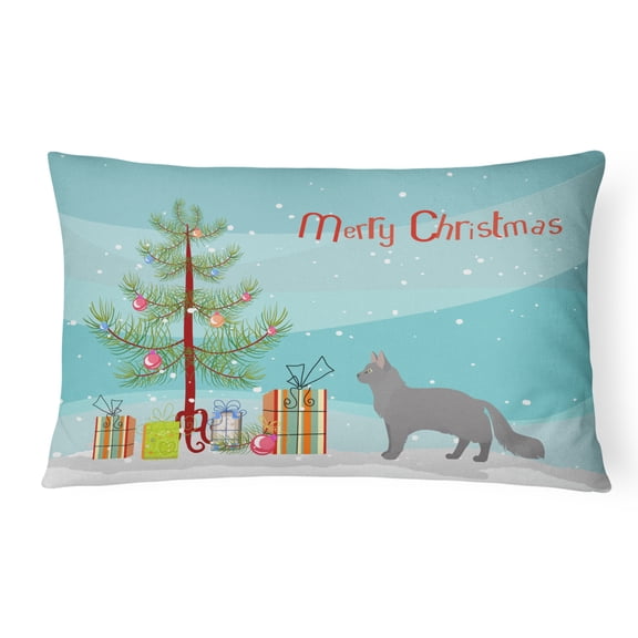 Carolines Treasures CK4662PW1216 Nebelung 2 Cat Merry Christmas Canvas Fabric Decorative Pillow, 12H x16W, multicolor