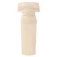 thumbnail image 4 of Vedolay Dresses For Women Women's Formal Plain Simple T-Shirt Loose Dress,Beige L, 4 of 5