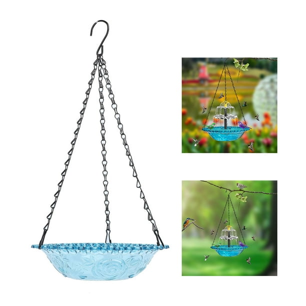 FUENTE DE BAÑO DE PÁJAROS, MÚLTIPLES MODOS DE FLUJO DE AGUA BAÑO DE COLIBRI PLÁSTICO COLGANDO SOLAR ALIMENTADO PARA JARDÍN