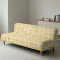 thumbnail image 6 of SCRAWLGOD Daisy Floral Plaid Print White Beige Stretch Futon Slipcover Armless Sofa Cover Futon Mattress Covers Without Armrests Sofa Bed Furniture Protector Covers with Elastic Bottom, 6 of 7