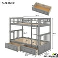 thumbnail image 5 of Bellemave Twin Over Twin Bunk Bed with 2 Storage Drawers,Wooden Bunk Bed Frame with Guardrails for Bedroom, Can be Convertible into 2 Beds (Gray), 5 of 16