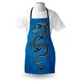 thumbnail image 3 of Japanese Dragon Apron Black Dragon on Blue Tribal Background Year of the Dragon Themed Art, Unisex Kitchen Bib Apron with Adjustable Neck for Cooking Baking Gardening, Blue Black White, by Ambesonne, 3 of 3