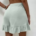 thumbnail image 5 of Linen Shorts for Women Elastic Waist Solid Color Casual Wide Leg Ruffle Hem Shorts Loose Fit Comfy Pockets Shorts, 5 of 6