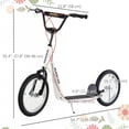 thumbnail image 2 of Adjustable Height Kids Scooter - 16” Inflatable Wheel, White Steel Frame - Outdoor Ride-On Toy for Ages 5+ - Smooth & Stable Design, 2 of 7