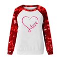 thumbnail image 4 of VALMASS Chandails en Molleton à Col Rond pour Femmes de la Saint-Valentin Manches Raglan Hauts Décontractés Mode Imprimé Cœur Pull Blouses (2TG, B Rouge), 4 of 4