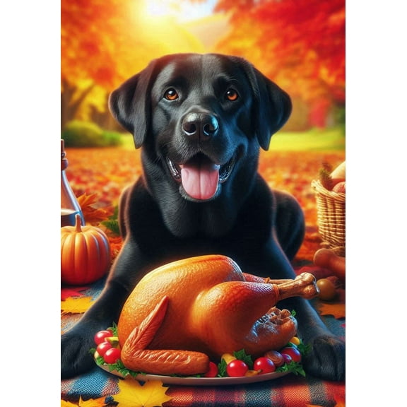 Black Labrador - Best of Breed DCR Thanksgiving Garden Flag 12" x 17"