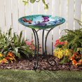 thumbnail image 1 of Hometrends Bain D'oiseaux Butterfly En Verre Avec Support, 1 of 8