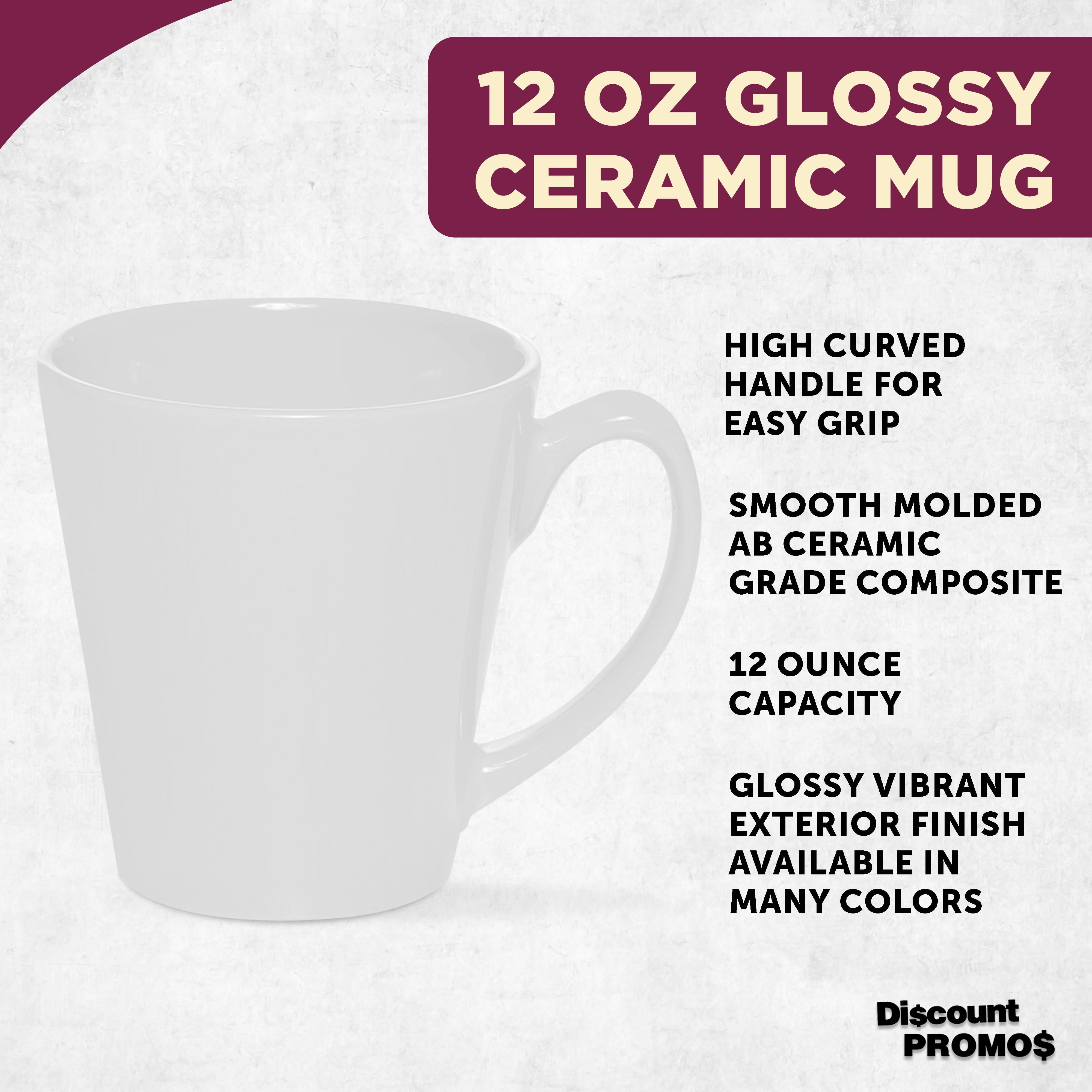 Glossy Ceramic Latte Coffee Mug 12 oz. Set of 10, Bulk Pack - Perfect for Tea, Espresso, Cappuccino, Hot Cocoa - White