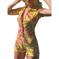 thumbnail image 3 of Women Printed Button-up Romper, Short Sleeve Lapel Neck Short Jumpsuit for Summer, 3 of 10