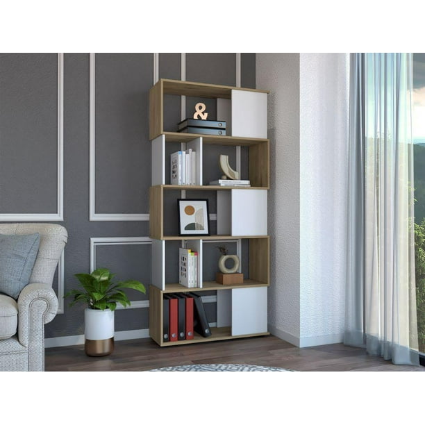 Biblioteca Noah Macadamia Blanco Madera Aglomerada Excelsior