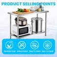thumbnail image 4 of Stainless Steel Table with Adjustable Feet, Heavy Duty Stainless Steel Work Table, Commercial NSF Metal Table, BBQ Prep Table for Outdoor Cooking, 4 of 12