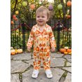 thumbnail image 4 of Cjfdfy Newborn Baby Girls Boy Halloween Satin Pajamas Romper Pumpkin Leaf Printed Long Sleeve Jumpsuit Infant Cute Halloween Holiday Fall Winter Sleepwear, 4 of 9
