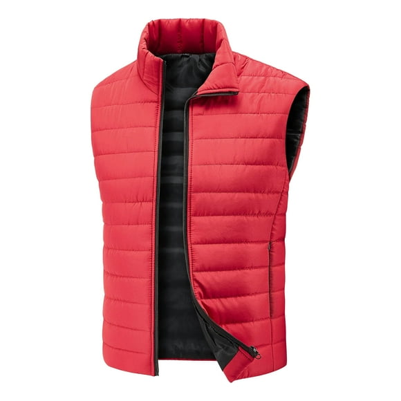 fatyb Men's Quilted Vest with Zipper Pockets Winter Thermal Outerwear Sleeveless Padded Jackets for Men