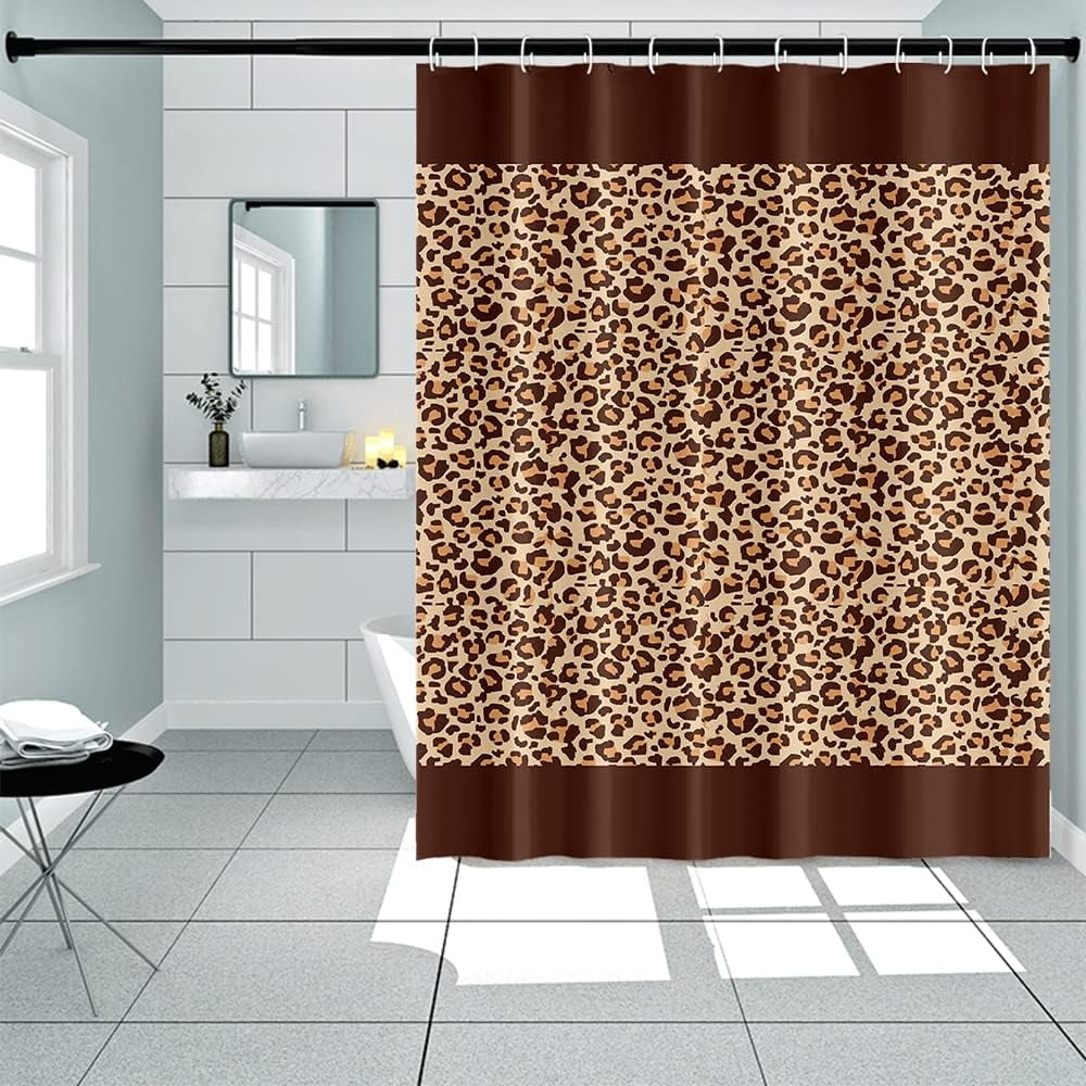 SPXUBZ Leopard Print Shower Curtain Brown Pattern Design Bath Curtain