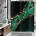thumbnail image 1 of Cortina de ducha de mármol verde negro, mármol moderno de lujo con venas de oro negro, mármol verde marroquí con purpurina de malaquita, 72x72 pulgadas, 1 of 5