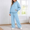 thumbnail image 6 of Hearthz Sweat Suits for Womens 2 Piece Fleece Lined Hoodie Top and Wide Leg Trousers Winter Warm Athletic Workout Oversized Sweatsuits for Women Light Blue S, 6 of 8