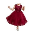 thumbnail image 5 of Seyurigaoka Baby Girls Lovely Formal Party Dress Sleeveless Round Neck 3D Flower Princess Tulle Dress for 3M-5Y Kids, 5 of 9