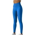 thumbnail image 3 of Kvture Leggings for Women Sexy Butt Lifting Tummy Control Seamless Leggings Stretchy High Waisted Athletic Tights Solid Color Slim Fit Workout Pants Blue S, 3 of 9