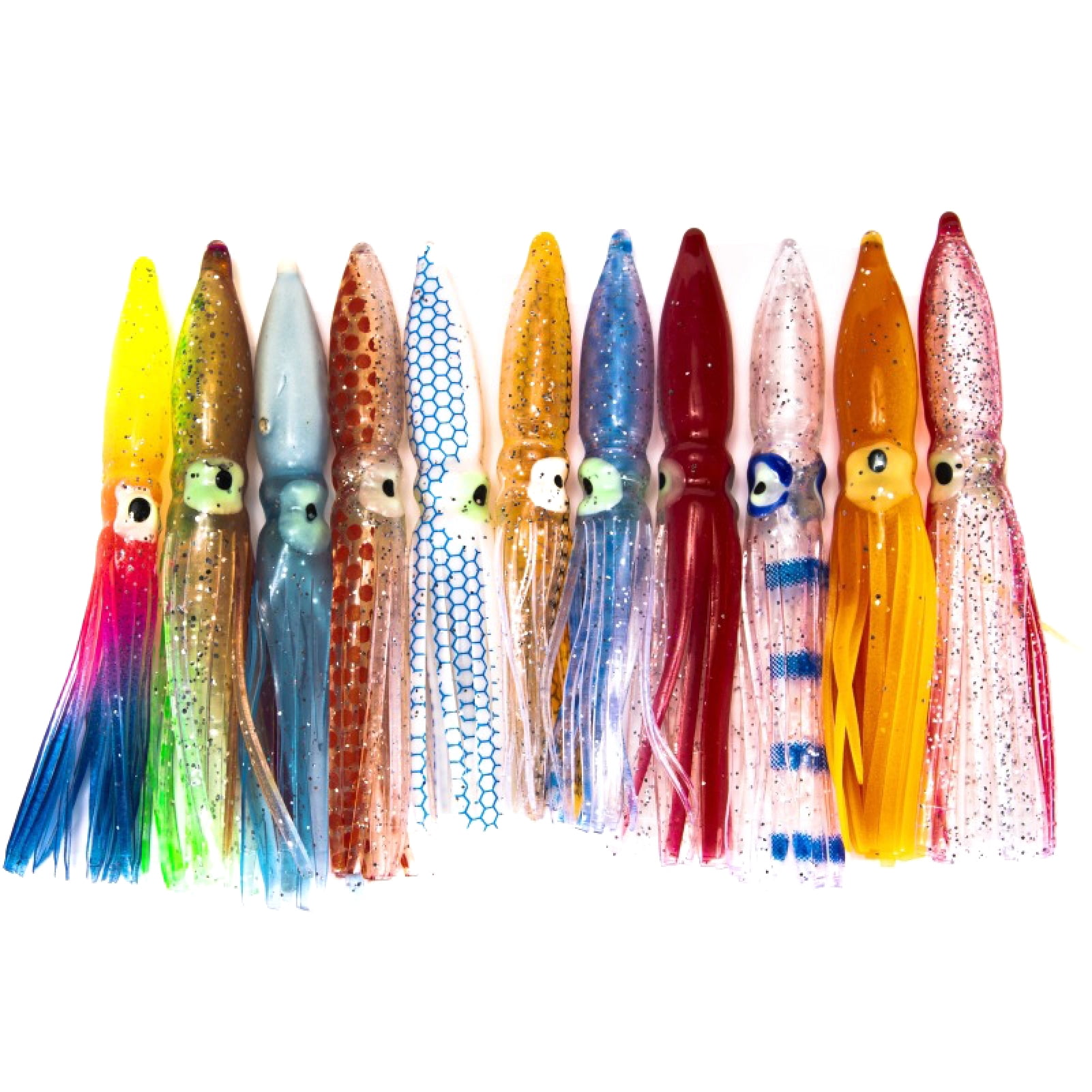 UJEAVETTE® 4Pcs Fishing Soft Lures Fluorescent Grub Saltwater Fishing Lures  Squid Lures : : Sports, Fitness & Outdoors
