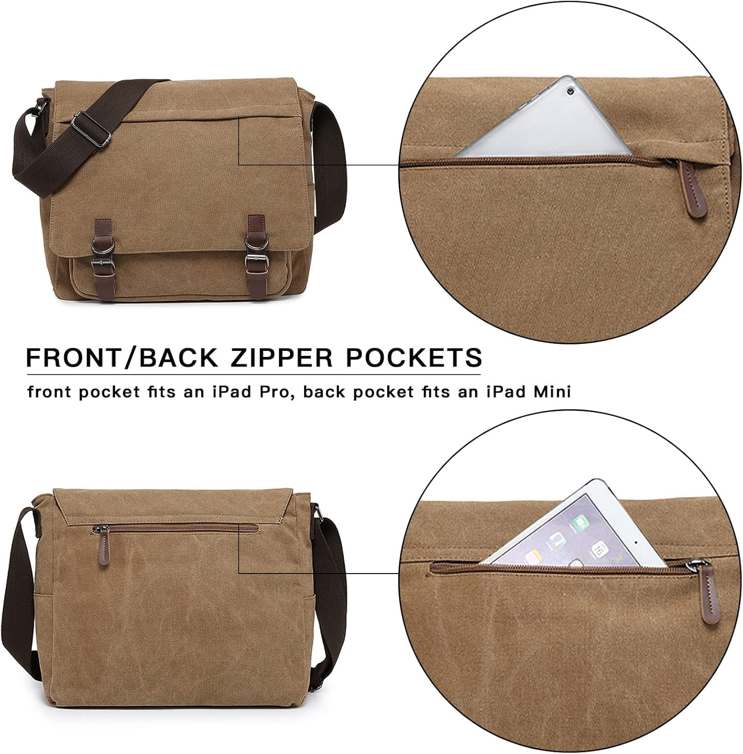 NANAHuang Large Vintage Canvas Messenger Shoulder Bag Travel Crossbody Purse Briefcase Business Bag for 15inch Laptop