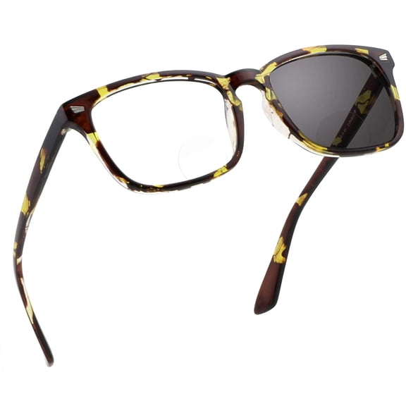LifeArt Bifocal Photochromic Reading Sunglasses (Square Frame, 0.00/ 1.50 Magnification)