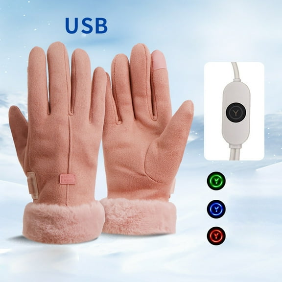 YOTQUSKI Heated Gloves for Women, Windproof Reflective Zipper Touch Screen Finger for Driving Snowboarding, Three Speed Temperature Control