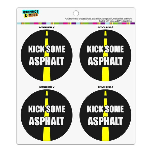 Kick Some Asphalt Running Runners Refrigerator Fridge Locker Vinyl Circle Magnet Set