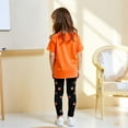 thumbnail image 6 of Spazoro Girls Outfit Sets, T-Shirts and Leggings Summer 100%Cotton Flower Print 2 PC Casual Wear Sets for Kids Orange Size 6 T, 6 of 8