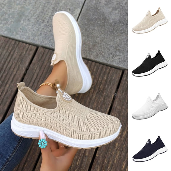 Zedker Womens Slip on Walking Shoes Comfort Lightweight Breathable Sock Shoe Non-Slip Mesh Casual Fashion Tennis Running Sneakers Black 36