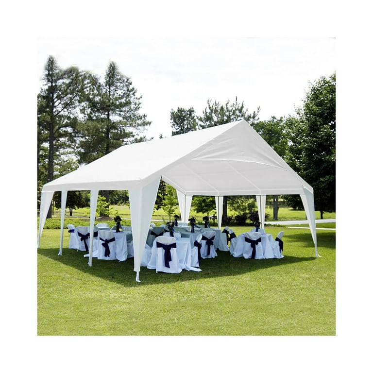 King Canopy 20 ft x 20 ft White White Carport Canopy Cover