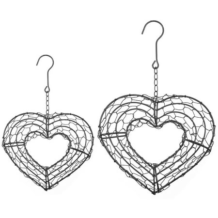 Heart Shape Wire - Iron Wire Heart Shape Succulent Plant Holder Succulent Hanging Frame Wreath Frame Metal Planter Holder Hanging Pot Romantic Home Garden Decoration Indoor Outdoor 8.2''/10.6''