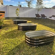 SnugNiture Galvanized Raised Garden Bed Outdoor, 3Pcs 4x2x1ft Metal Planter Box, Brown