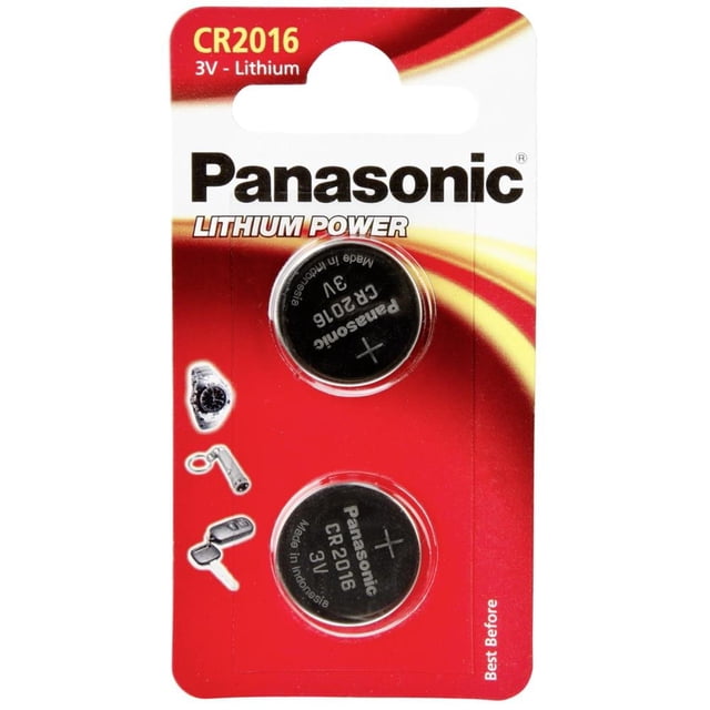 Pilas de botón Panasonic CR2016 3V Litio (2 unidades)