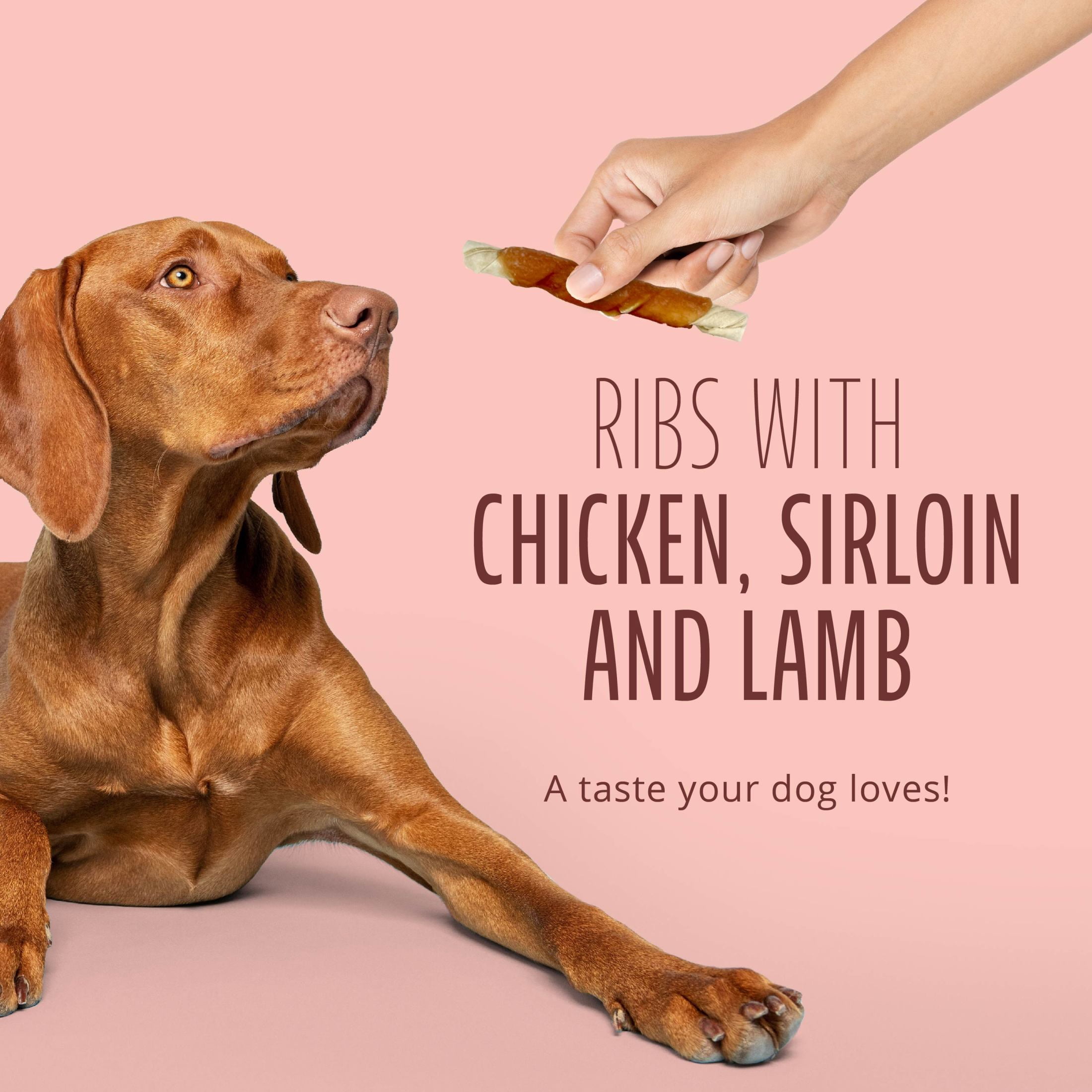 Better Belly Triple Flavor Ribs with Chicken, Sirloin & Lamb, Highly Digestible Dog Treat, 10 Count