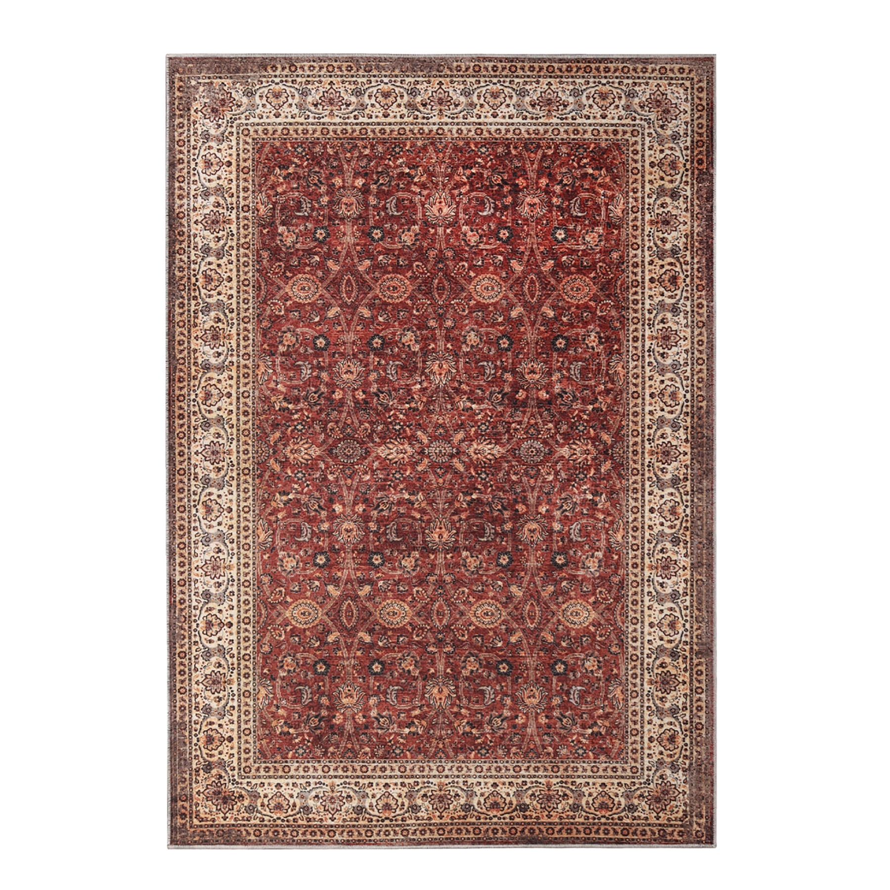 Superior Toucan Vintage Non-Slip Washable Indoor Area Rug, 6' x 9', Beige