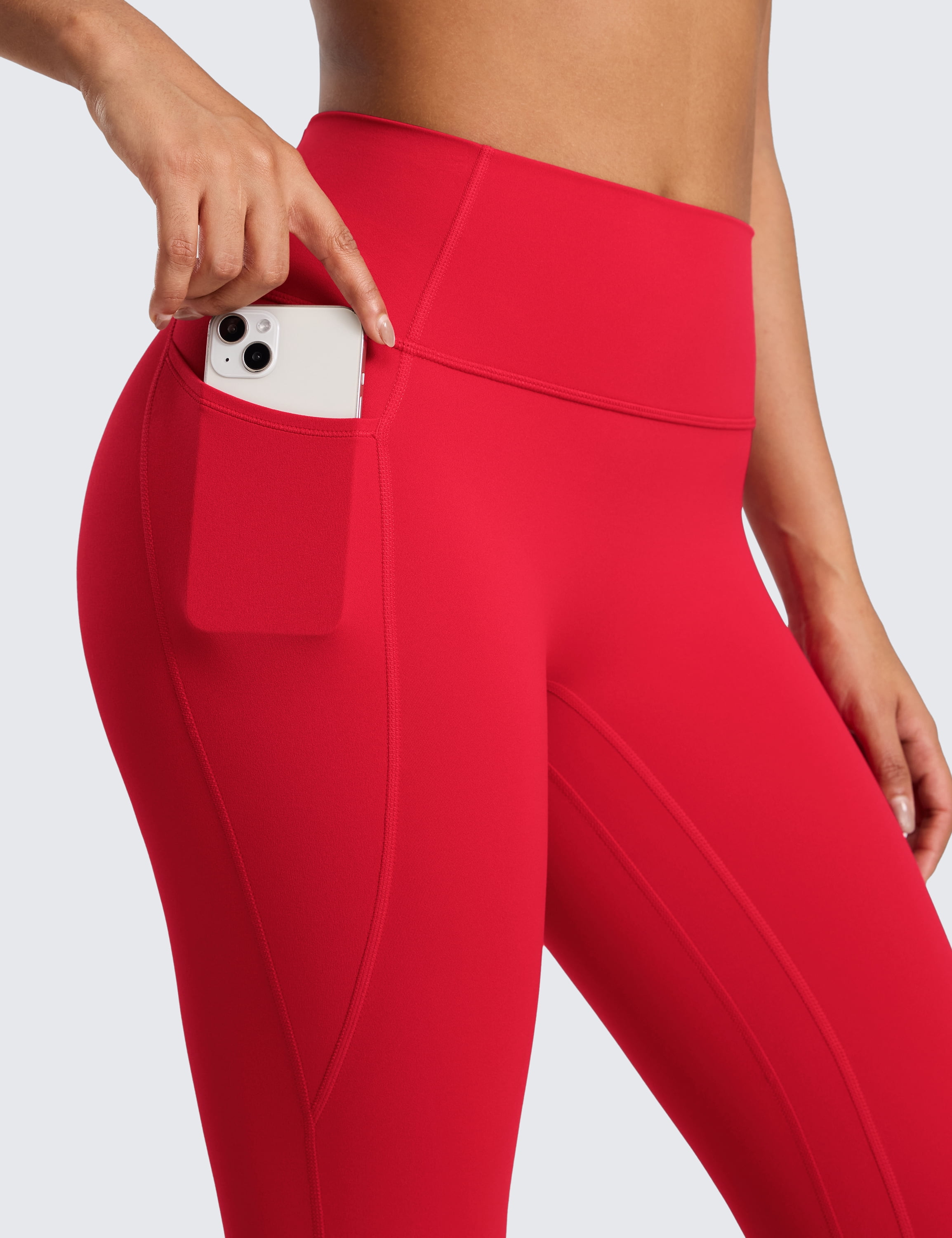 CRZ YOGA Secretsculpt Butterlift Workout Leggings Pockets 25" No Front Seam High Waist Womens Yoga Pants Scrunch Butt